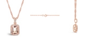 Macy's Morganite (2 ct. t.w.) and Diamond (1/6 ct. t.w.) Pendant Necklace in 14K Rose Gold-Plated Sterling Silver